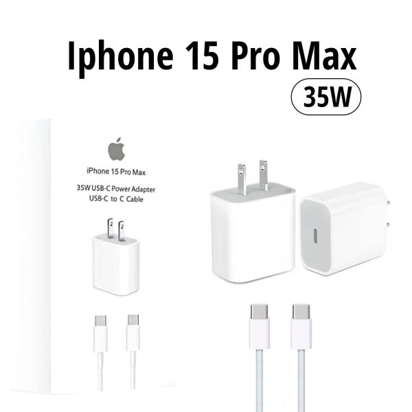 Iphone 15 Pro Max 2 Pin (us Pin) 35w Usb-c Power Adapter With Usb-c To C Cable
