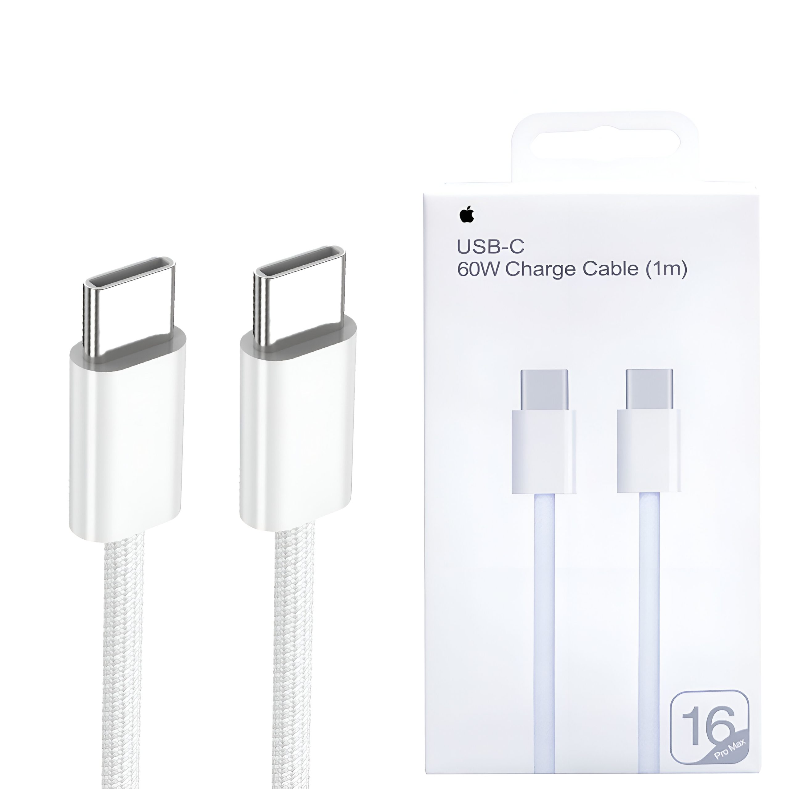 Iphone 16 Pro Max 60w Type C To C Pd Fast Charging Nylon Cable (1m) With Big Packing - Image 1