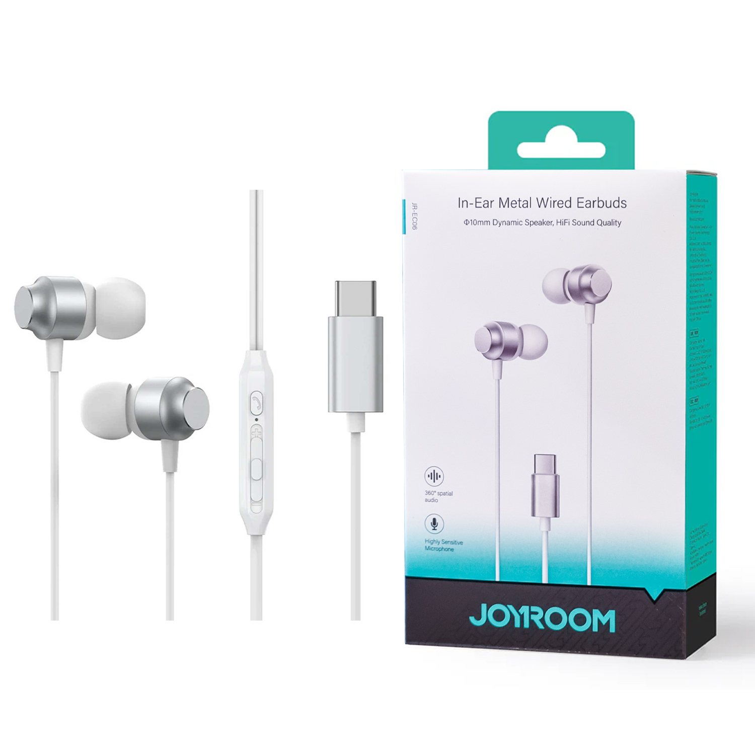 Joyroom-ec06 Type-c Series In-ear Metal Wired Earbuds Black - Image 1