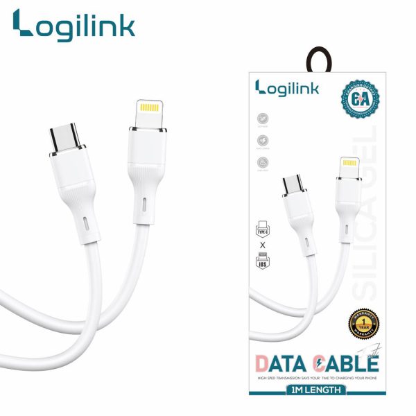 Logilink Type C To Lightning Silicone Fast Charging Data Cable 1m (1 Year Warranty) White