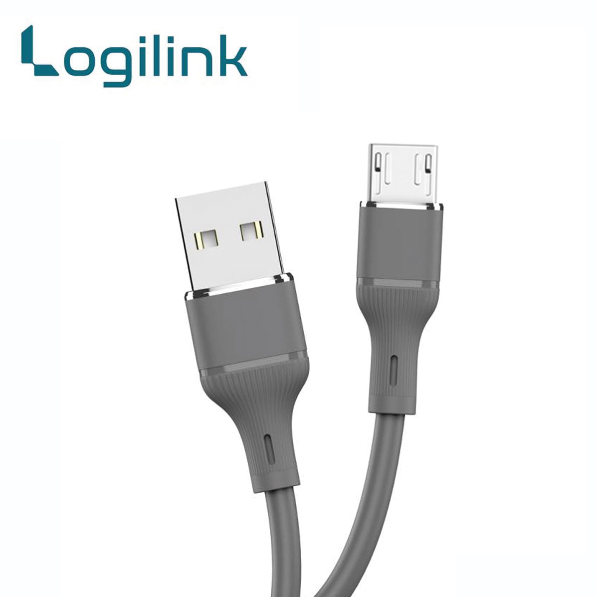 Logilink Usb To Micro Silicone Fast Charging Data Cable 1m (1 Year Warranty) Grey - Image 1
