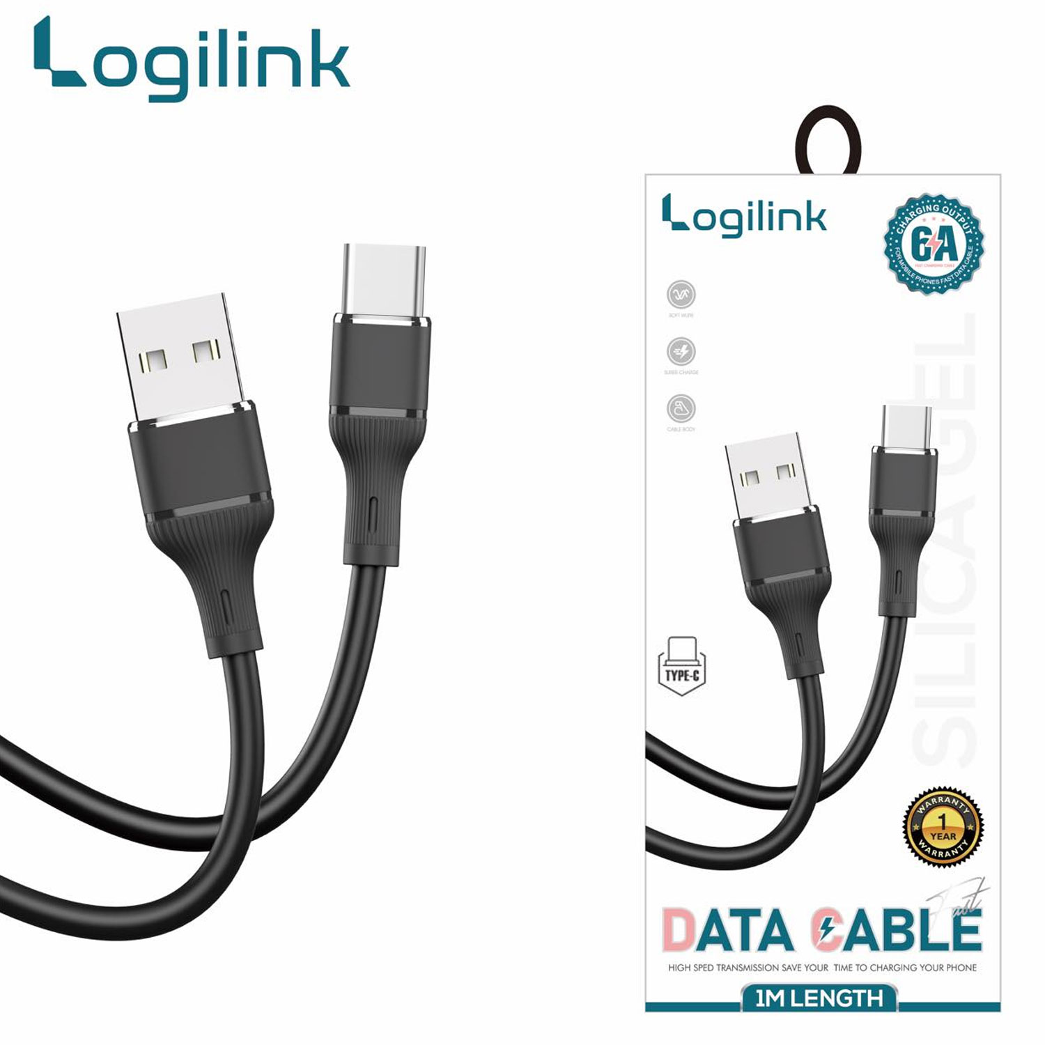 logilink_usb_to_type_c_silicone_fast_charging_data_cable_1m_1_year_warranty_black1733221528 Logilink Usb To Type C Silicone Fast Charging Data Cable 1m (1 Year Warranty) Black - Image 1