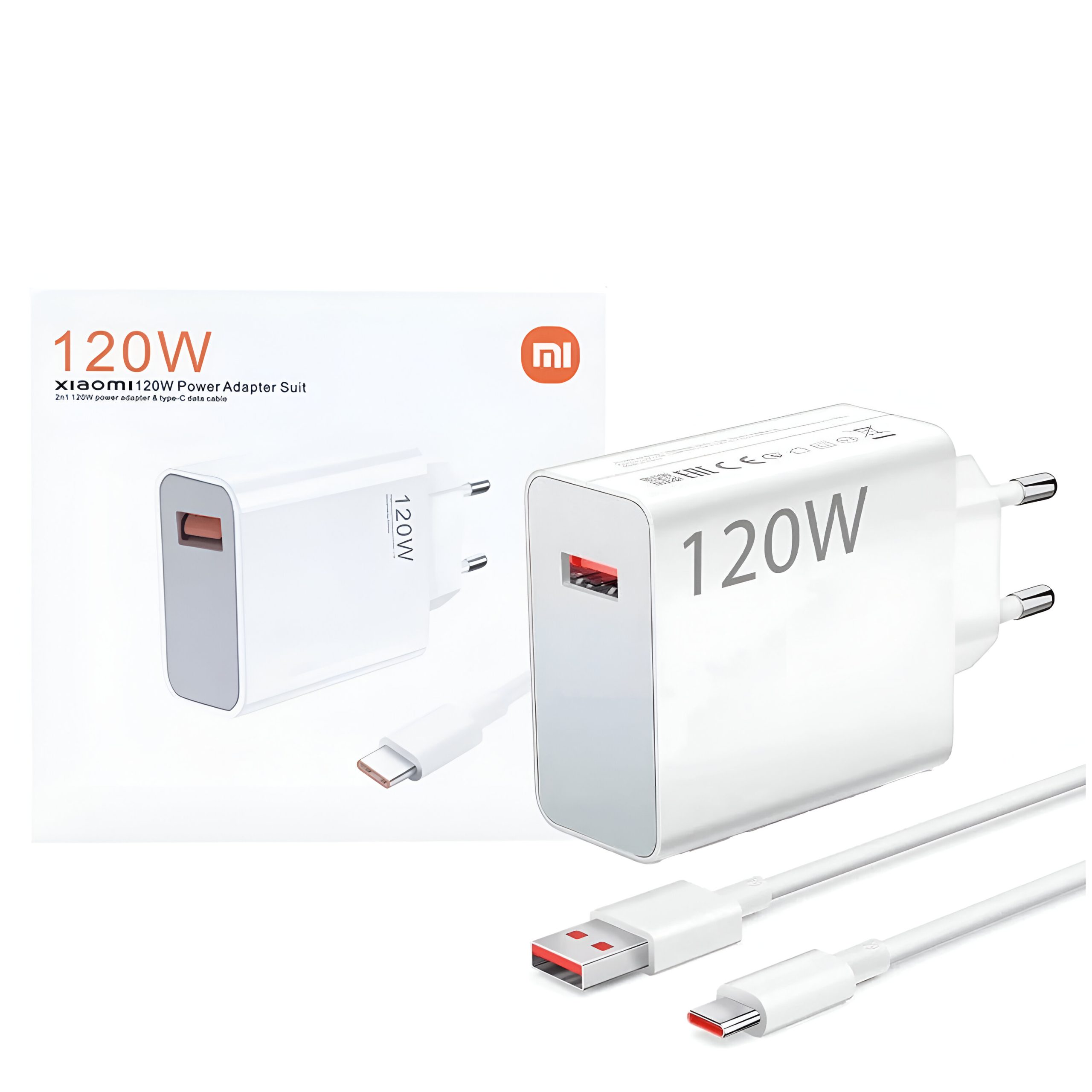 Xiaomi 120w Eu Plug Qc3.0 Fast Quick Wall Charger With Cable - Image 1