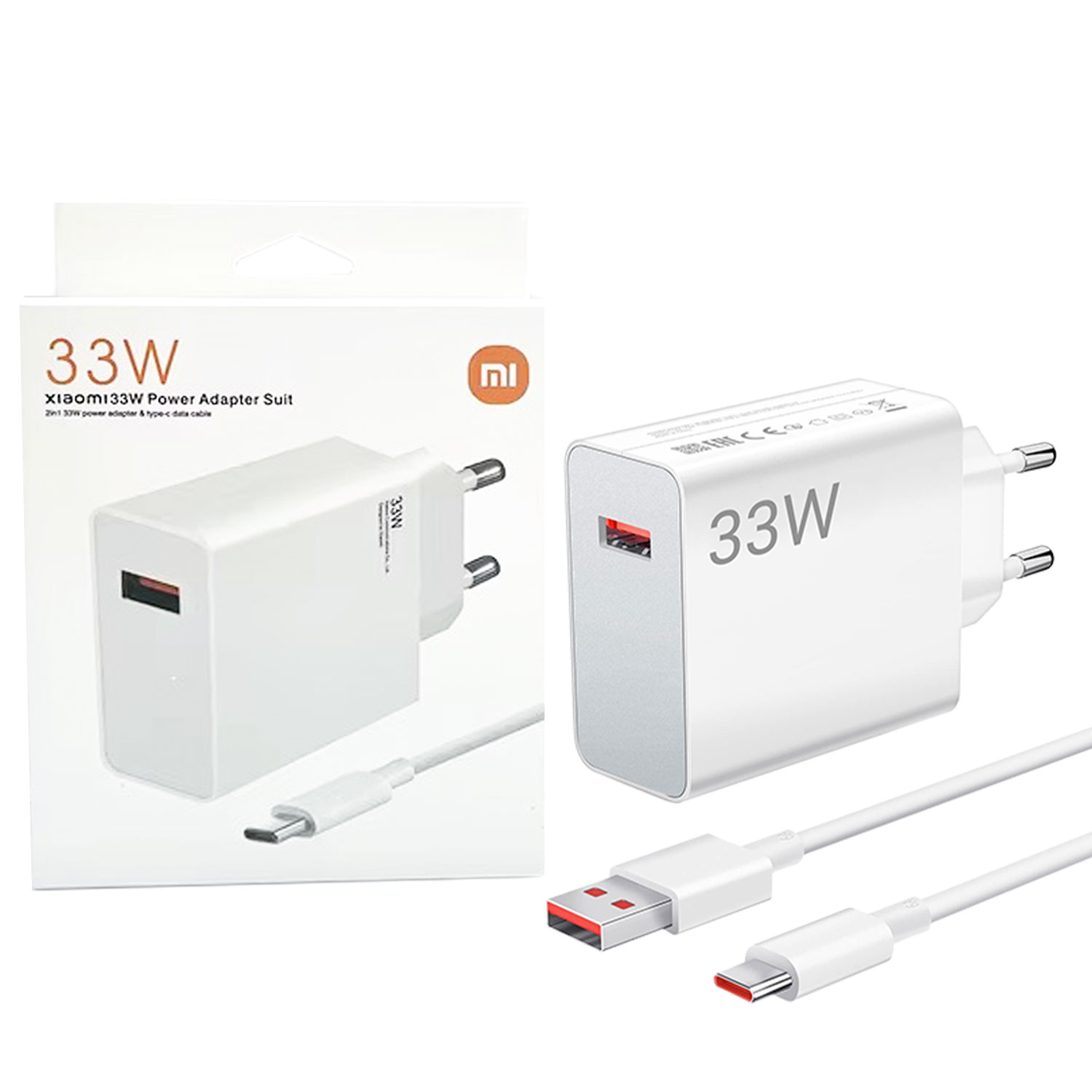 Xiaomi 33w Eu Plug Qc3.0 Fast Quick Wall Charger With Cable - Image 1